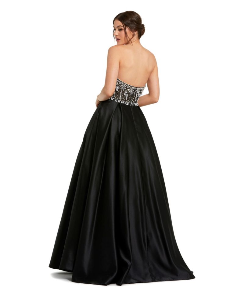 Women's Strapless Embellished Top Satin Ballgown
