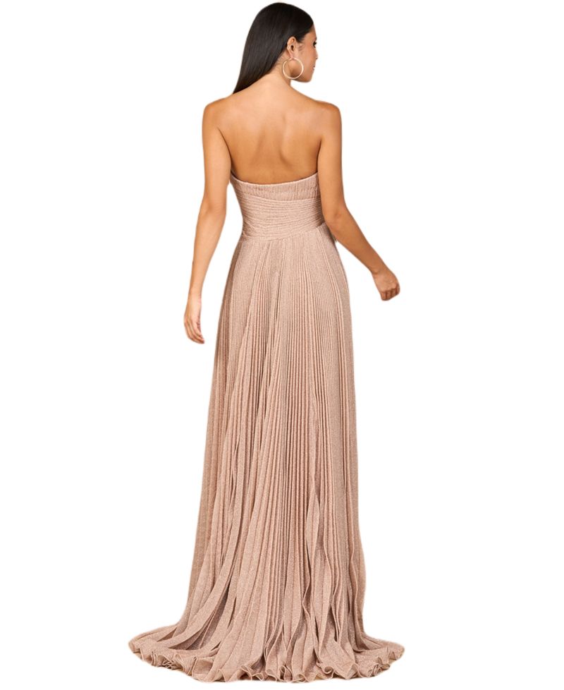 Women's Flowing Pleated, Strapless Dress