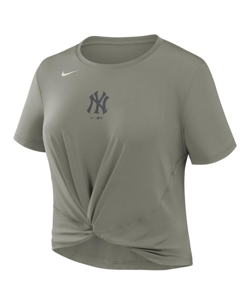 Women's Olive New York Yankees One Twist Dri-FIT Cropped T-Shirt