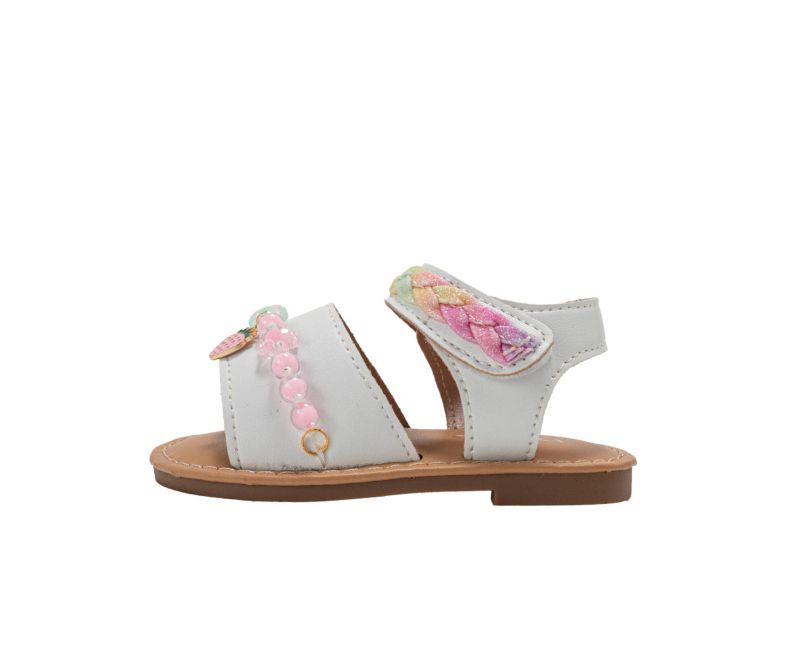 Big Girls Girl's Fashion Sandals - Dressy Shoes with Glitter Braid and Bracelet Accent