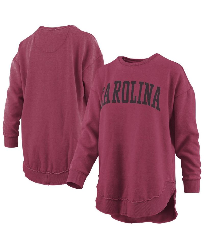 Women's Garnet South Carolina Gamecocks Melange Poncho Vintage Fleece Long Sleeve Pullover Sweatshirt