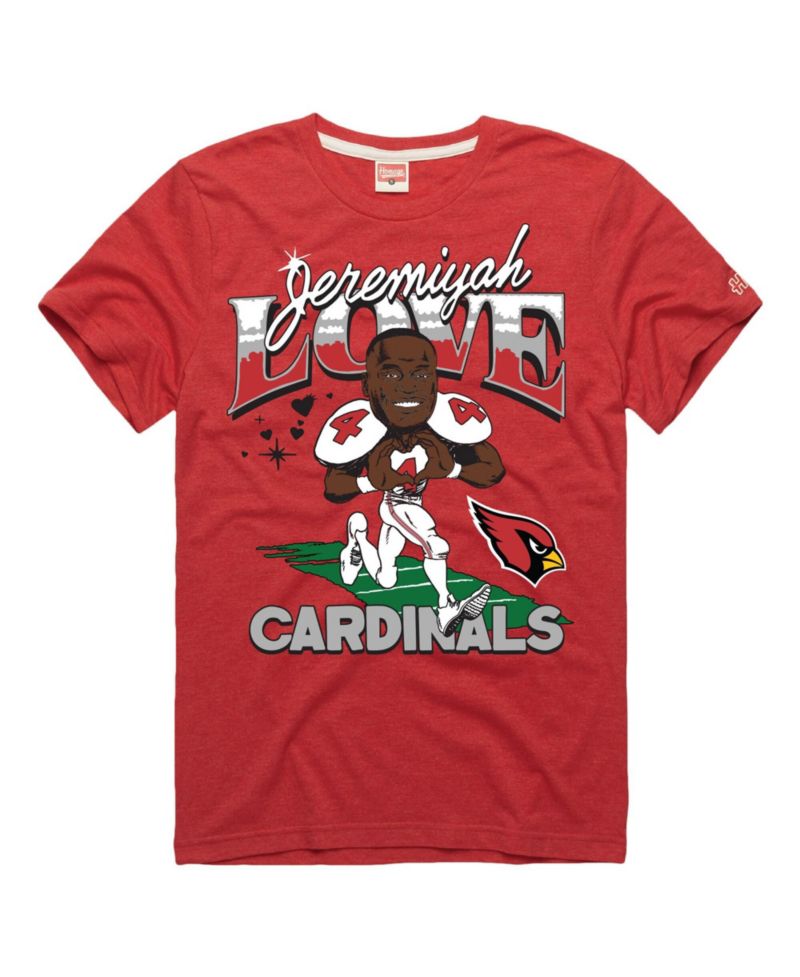 Men's and Women's Jeremiyah Love Cardinal Arizona Cardinals Caricature Player Graphic Tri-Blend T-Shirt