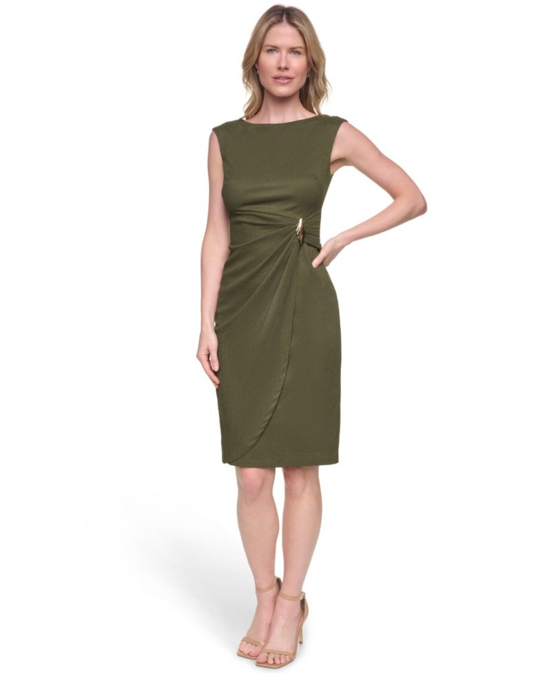 Women's Crinkle Knit Sheath Dress