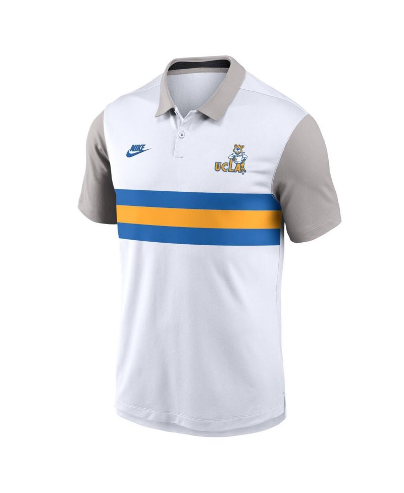 Men's White/Gray UCLA Bruins Athletic Prep Legacy Logo Vapor Performance Polo Shirt
