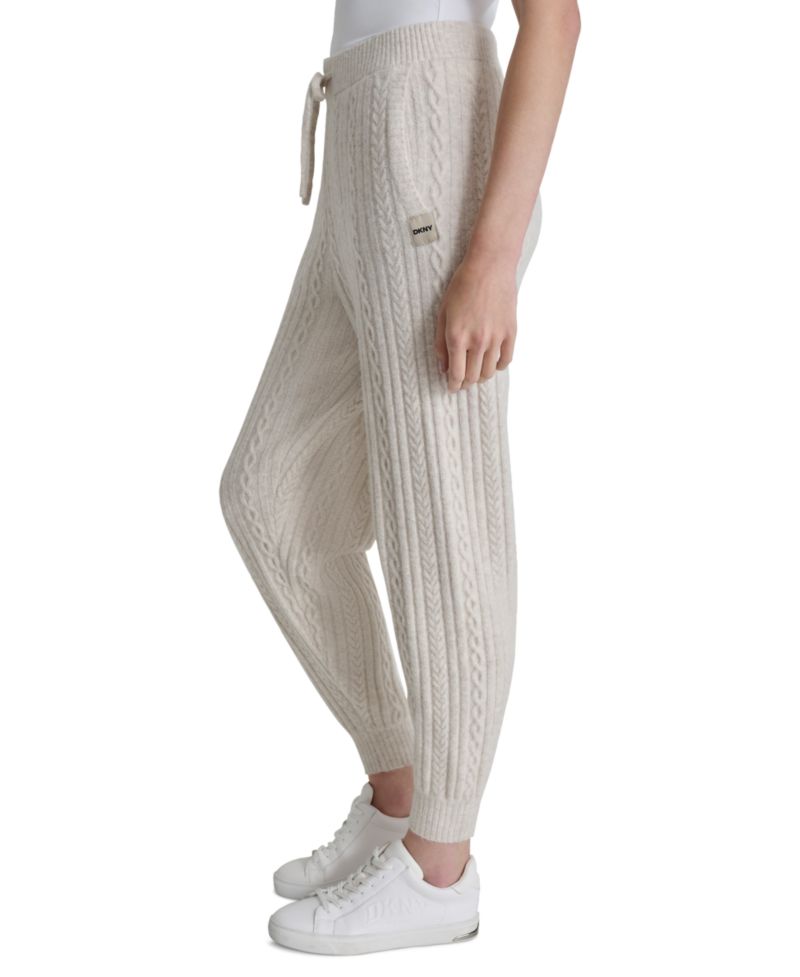 Women's Drawstring Cable Knit Joggers