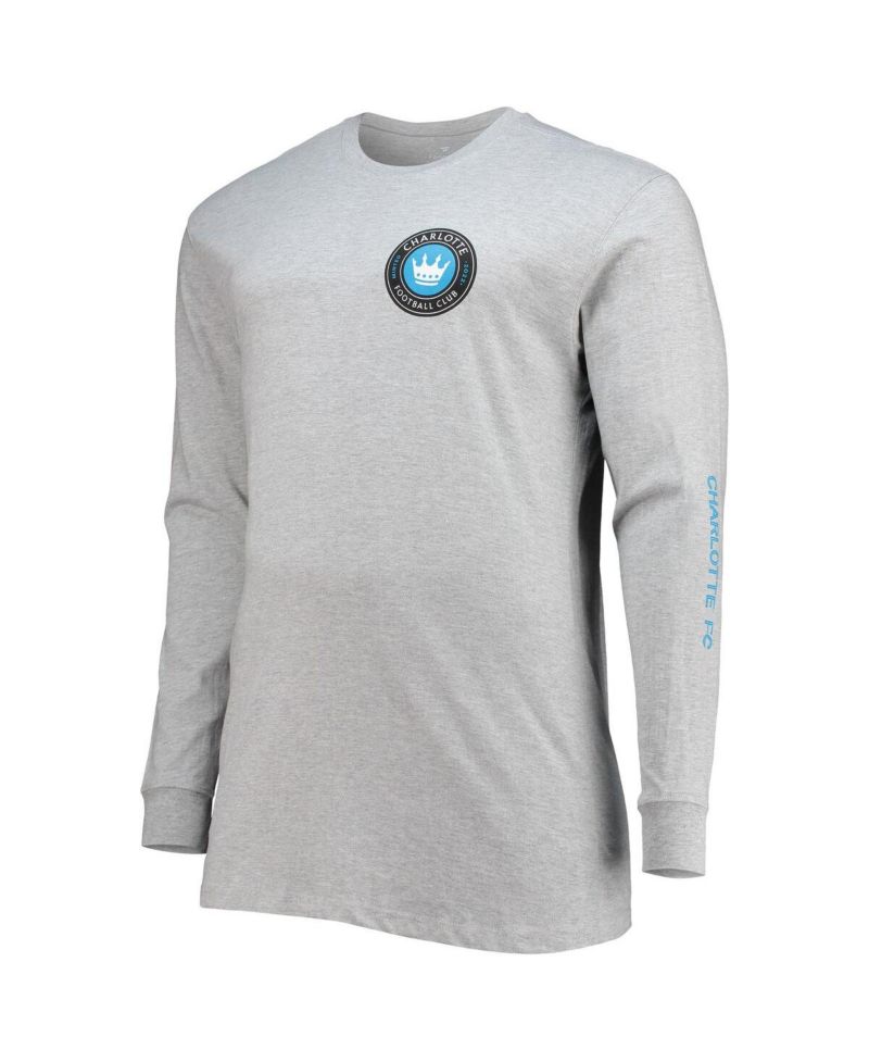 Men's Heathered Gray Charlotte FC Big & Tall Combo Long Sleeve T-Shirt