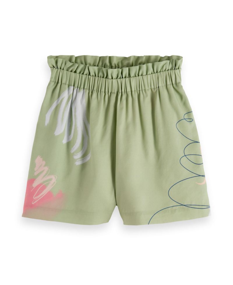 Women's High-Rise Placed Print Shorts, Lucebert Print