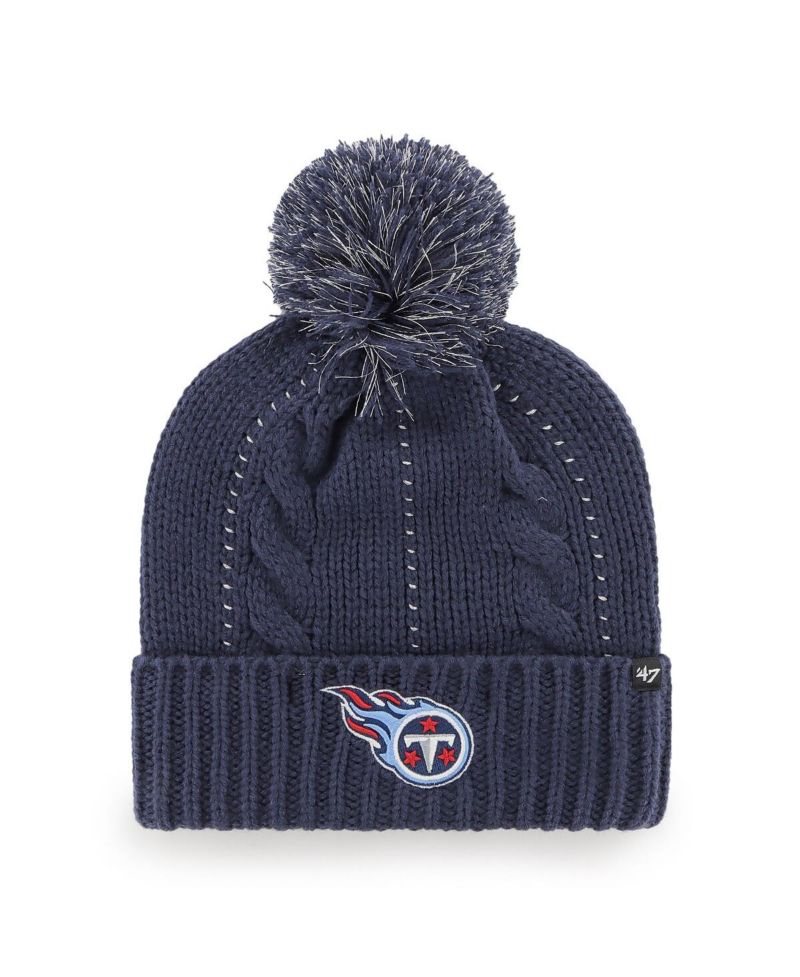 Women's Navy Tennessee Titans Bauble Cuffed Knit Hat with Pom