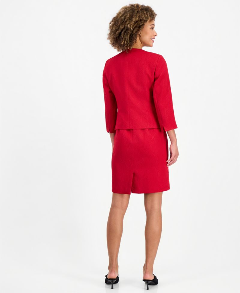 Women's Jacquard Sheath Cardigan and Dress, 2-Piece Suit