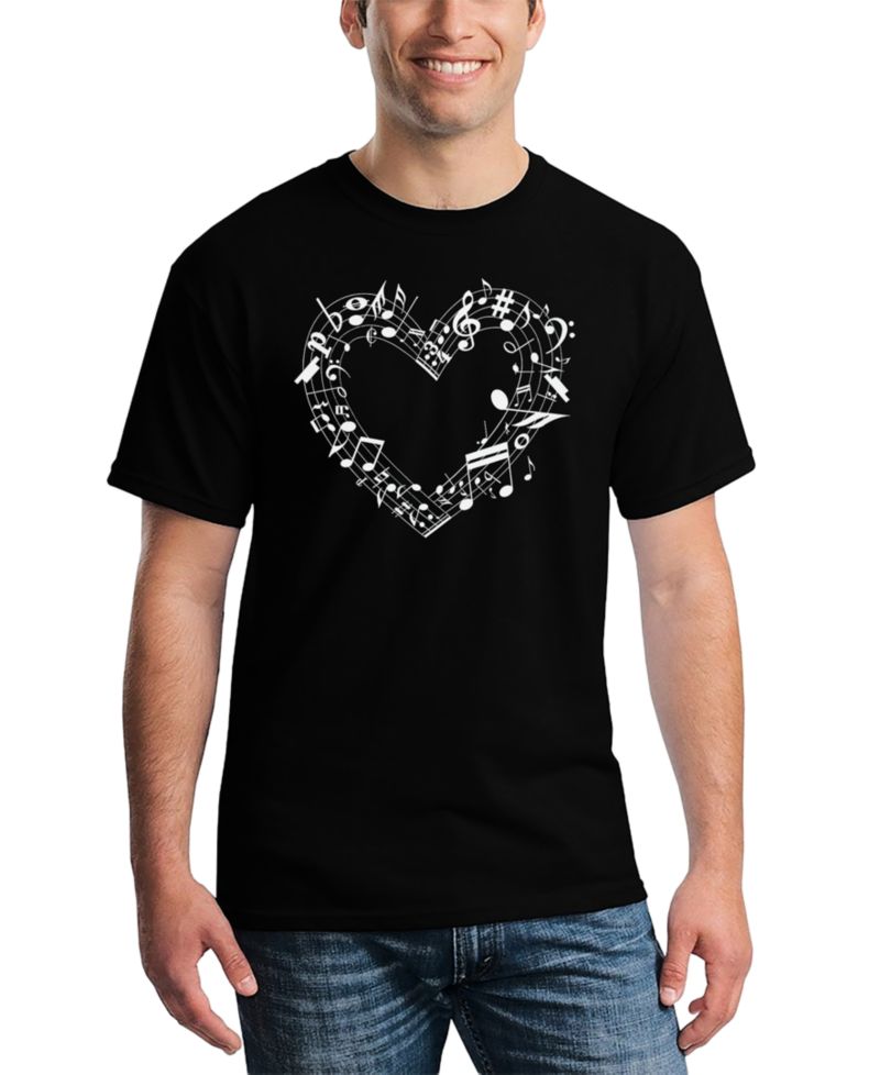 Men's Music Notes Heart Word Art T-Shirt