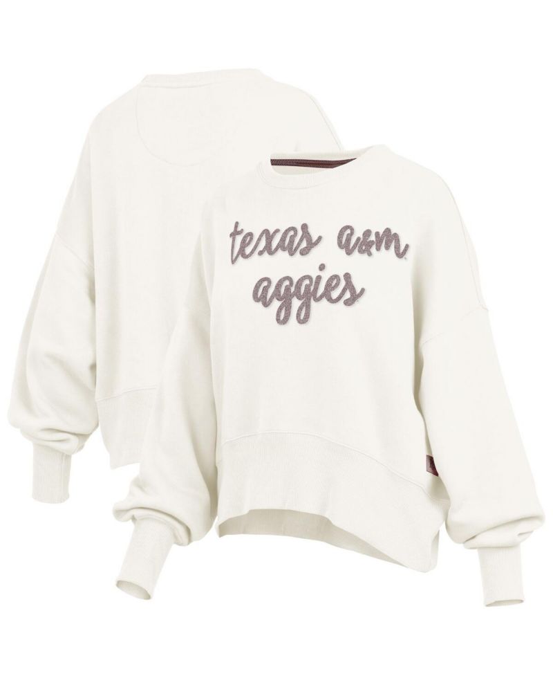 Women's Cream Texas A&M Aggies Chelsea Oversized Pullover Sweatshirt