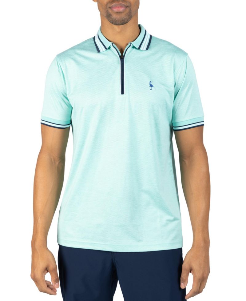 Men's Quarter Zip Mesh Performance Polo with Stripe Tipping