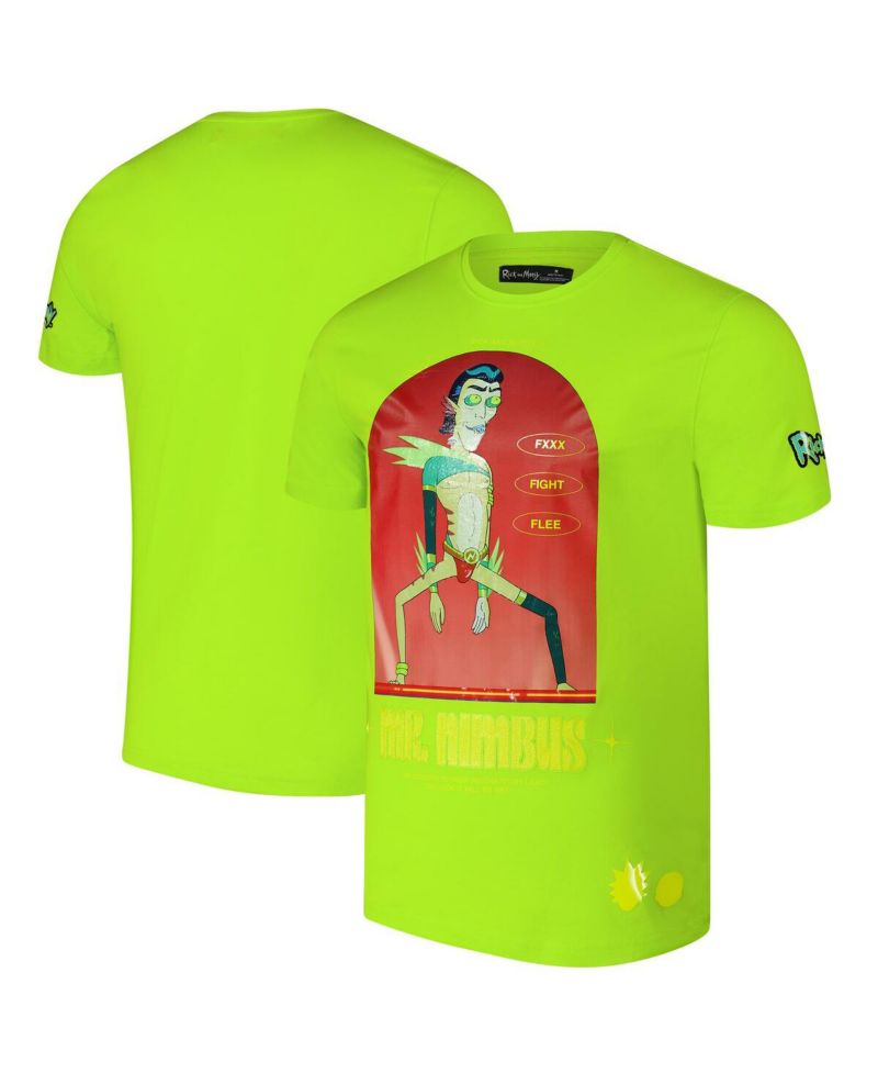 Men's Neon Green Rick and Morty Mr. Nimbus T-Shirt