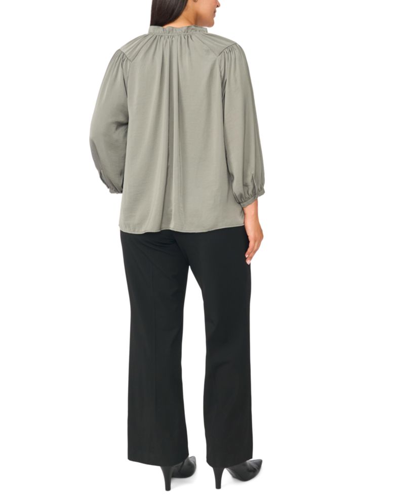 Plus Size Raglan-Sleeve Peasant Blouse