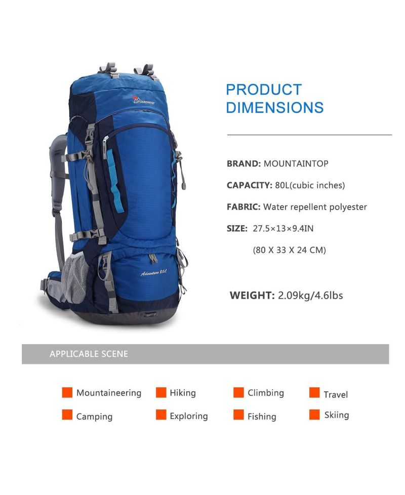 80 Liter Internal Frame Backpack for Man and Women Backpacking Hiking Backpack