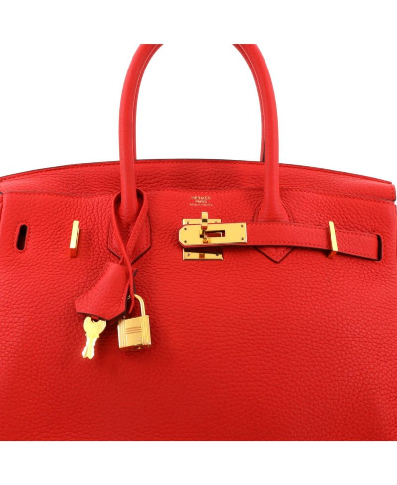 Birkin 30 Handbag Red Clemence with Gold Hardware