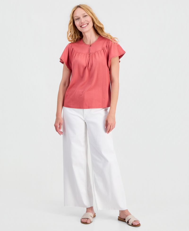 Women's Flutter-Sleeve Crewneck Tee