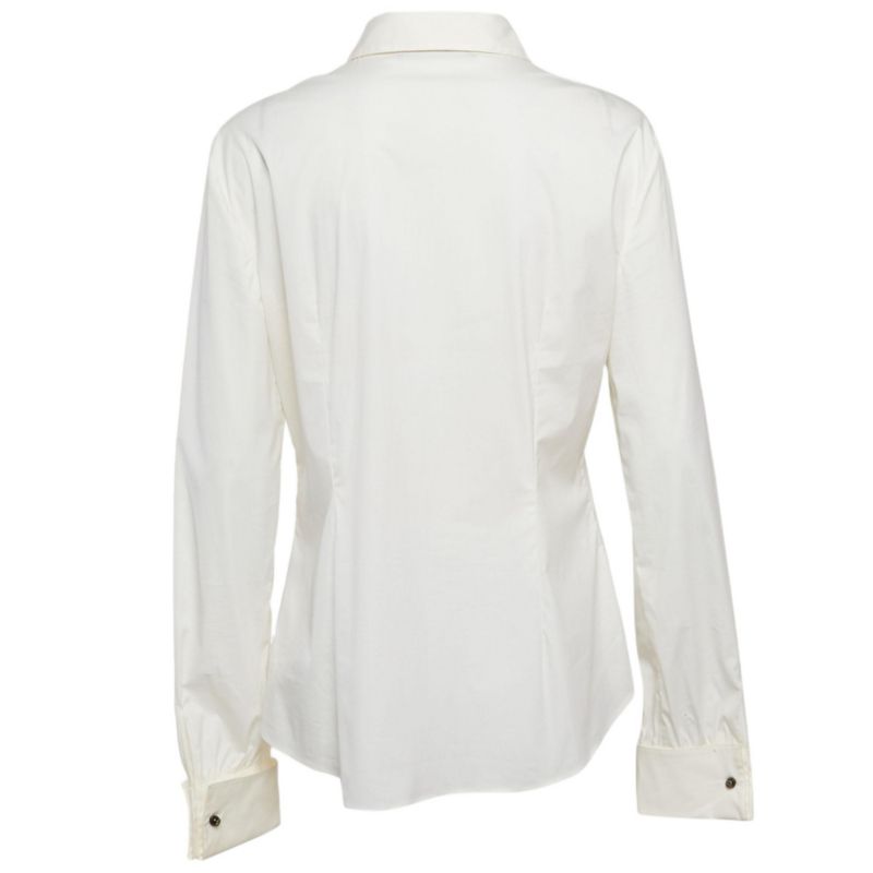 Women's Cream Cotton Long Sleeve Shirt