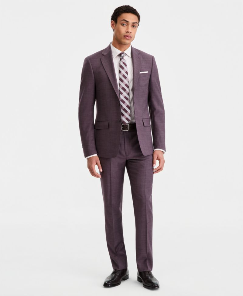 Men's Slim-Fit Wool-Blend Plaid Suit Separates