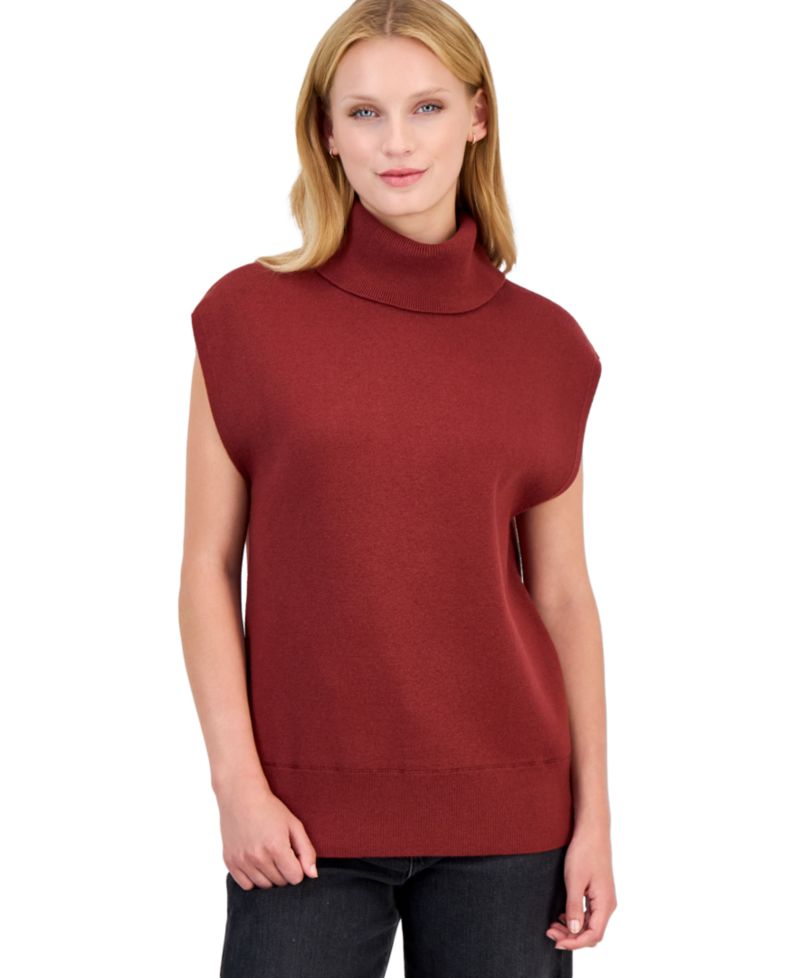 Women's Contro Sleeveless Cotton-Wool Blend Turtleneck Sweater