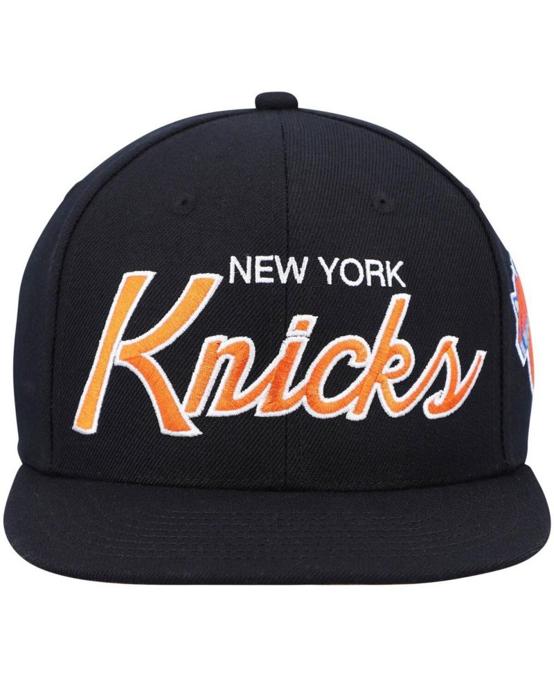 Men's Black New York Knicks Hardwood Classics Script 2.0 Snapback Hat