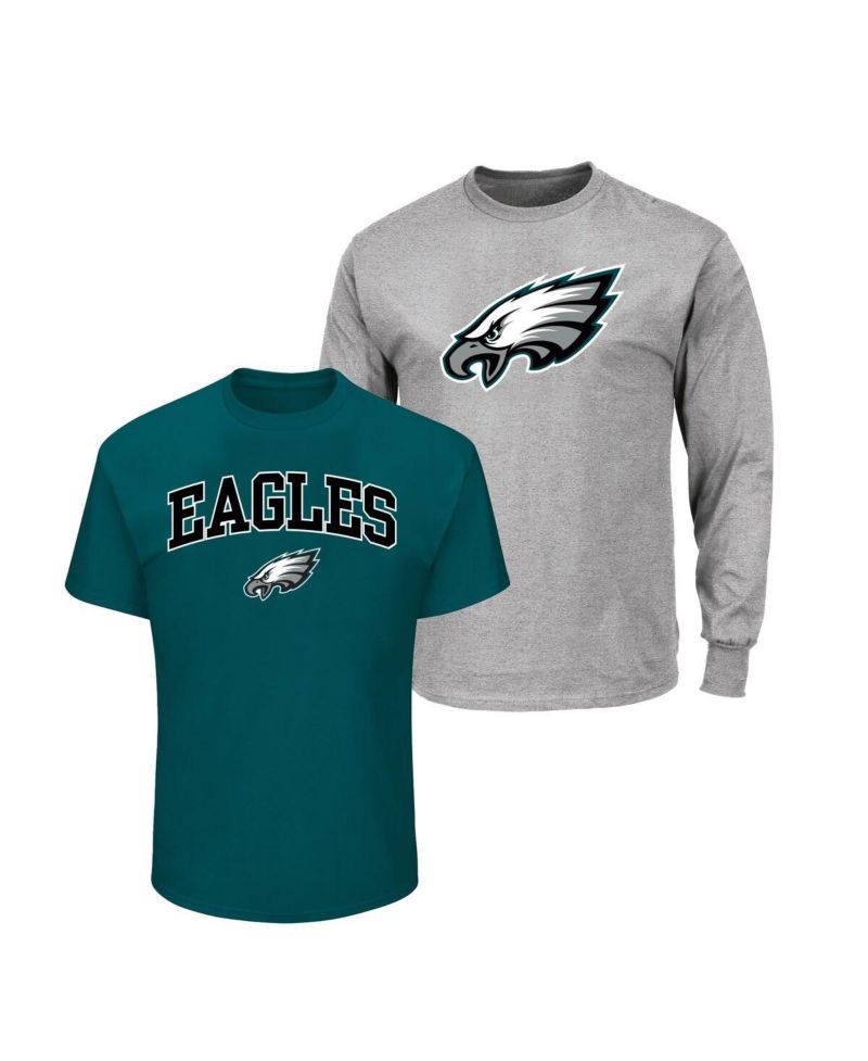 Men's Kelly Green/Heather Gray Philadelphia Eagles Big & Tall 2-Pack T-Shirt Set