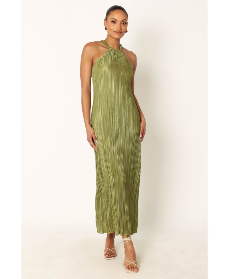 Womens Melody Plisse Halter Maxi Dress