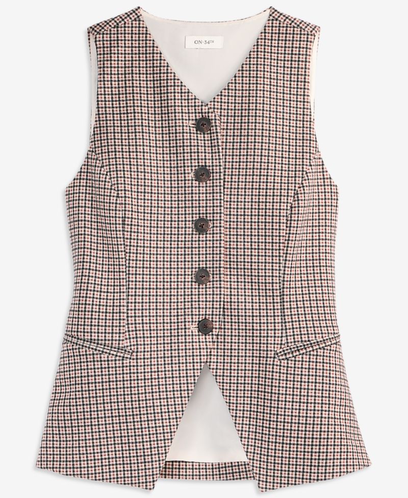 Women's Vivienne Check Longline V-Neck Vest