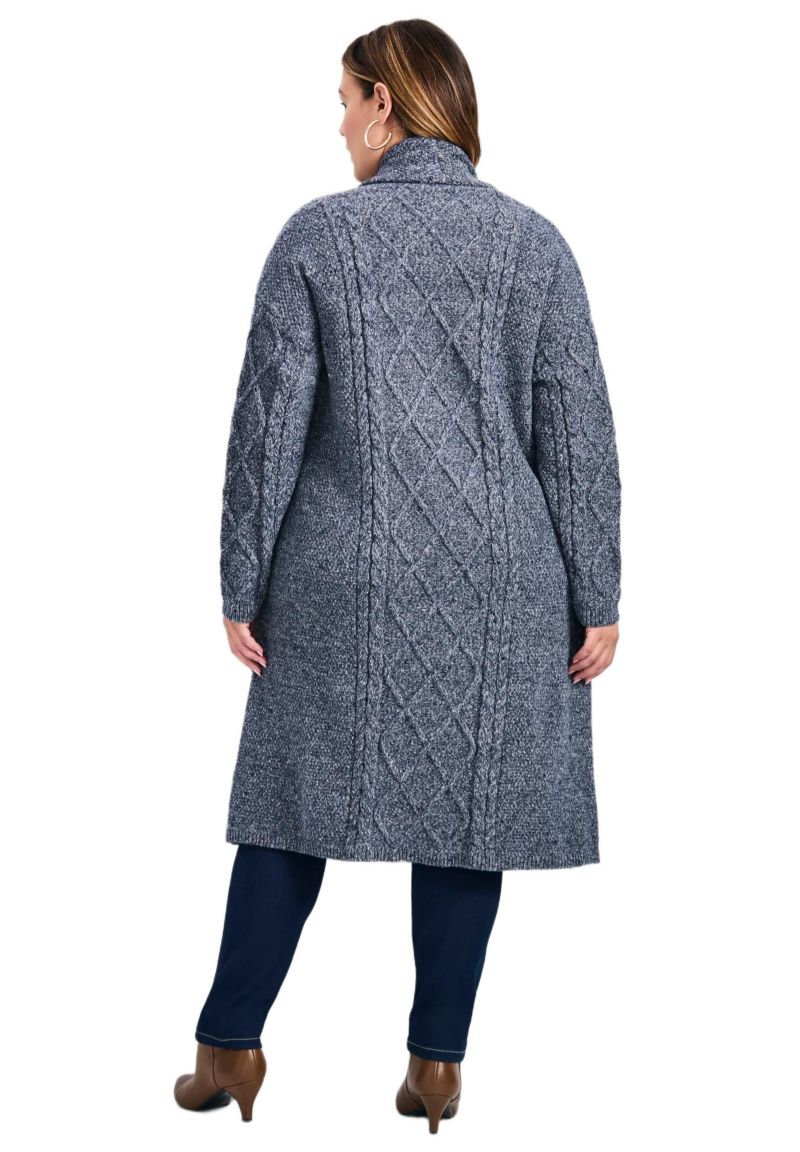 Women's Plus Size Paris Longline Cable Cardi