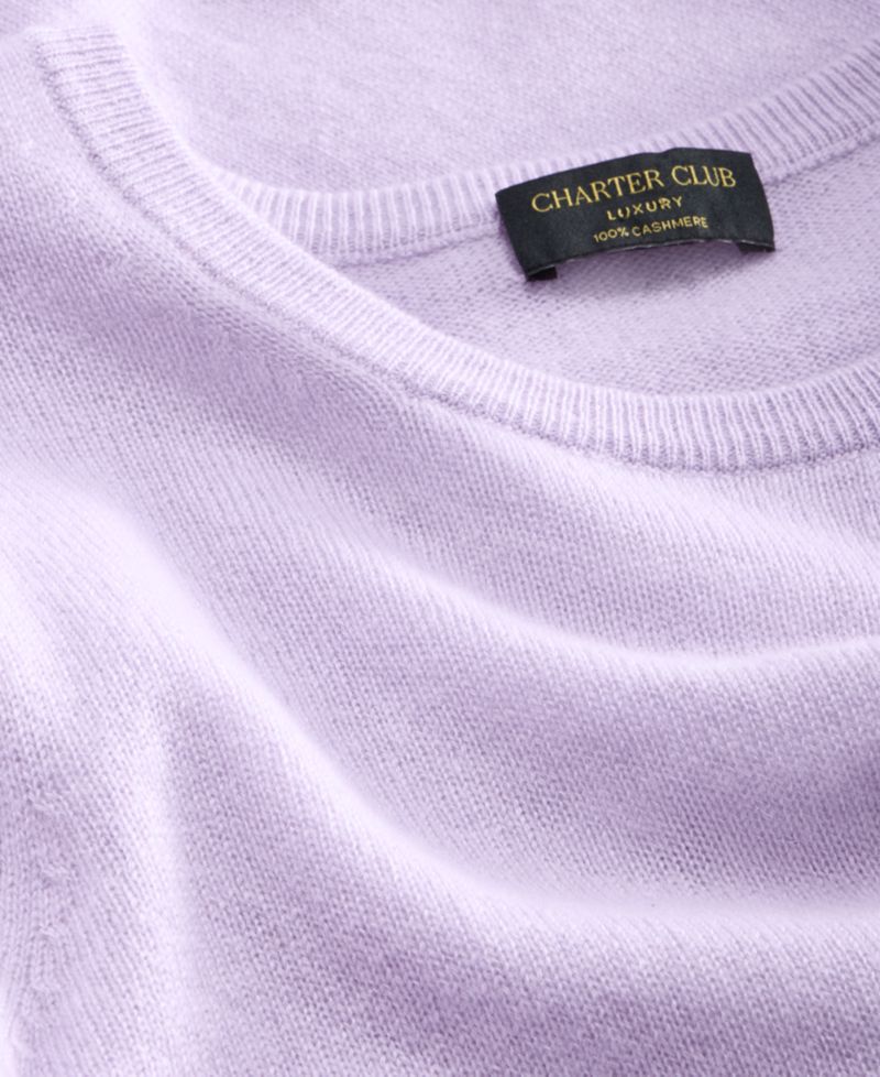 100% Cashmere Women's Petite Long-Sleeve Crewneck Sweater