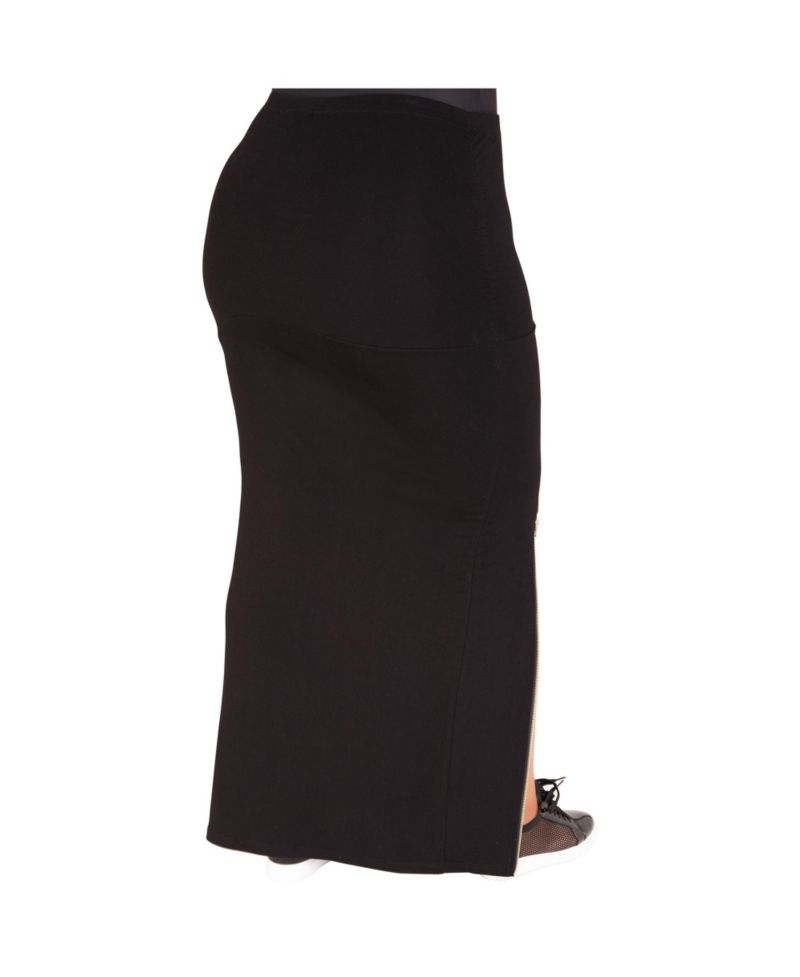 Plus Size Zip-Up Slits Maxi Skirt