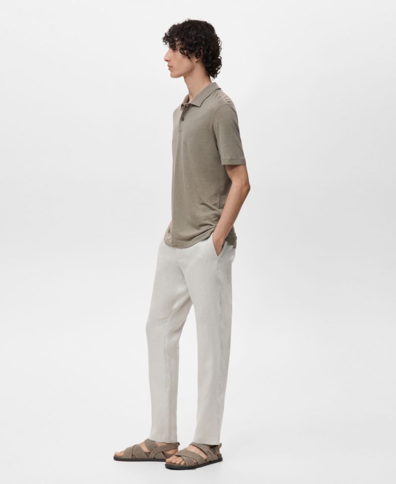 Men's Linen Blend Slim Fit Polo Shirt
