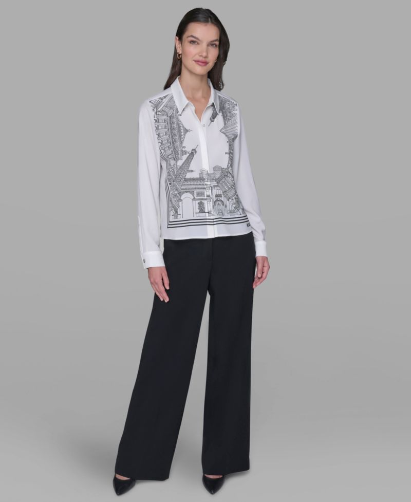 Petite Paris Scene Woven Blouse