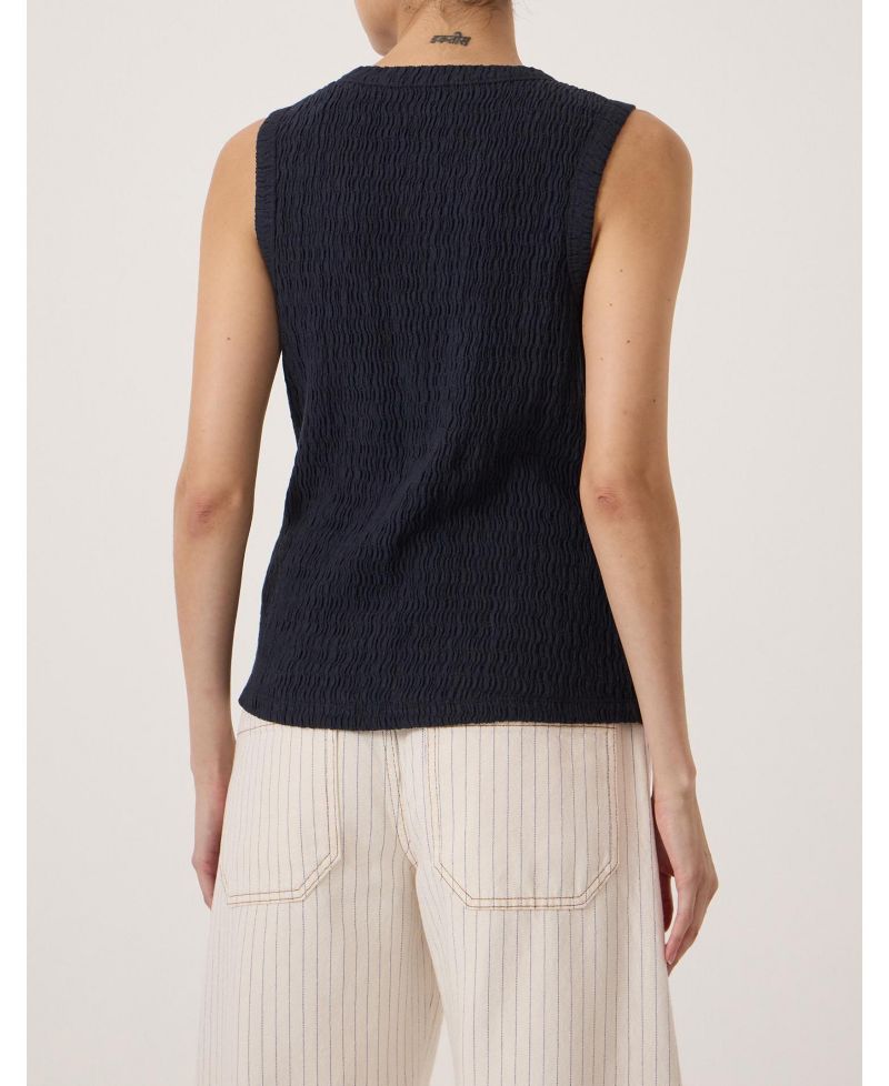 Women's Textured Sleeveless Button Through Top