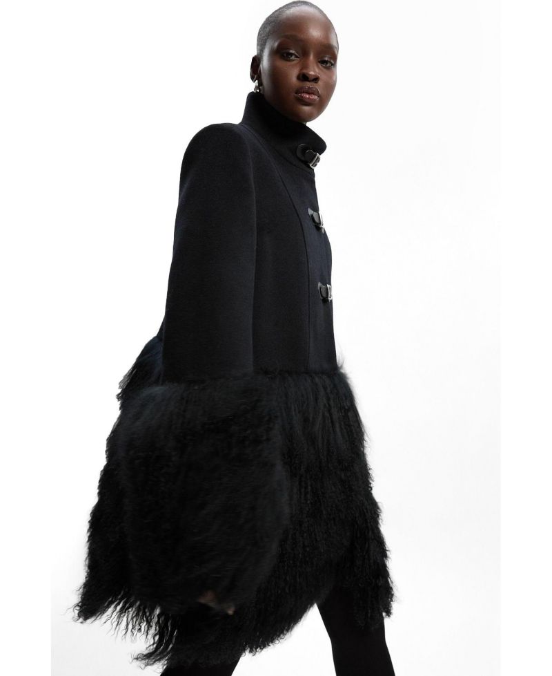 Women's Brushed Wool Buckle Detail Short Coat