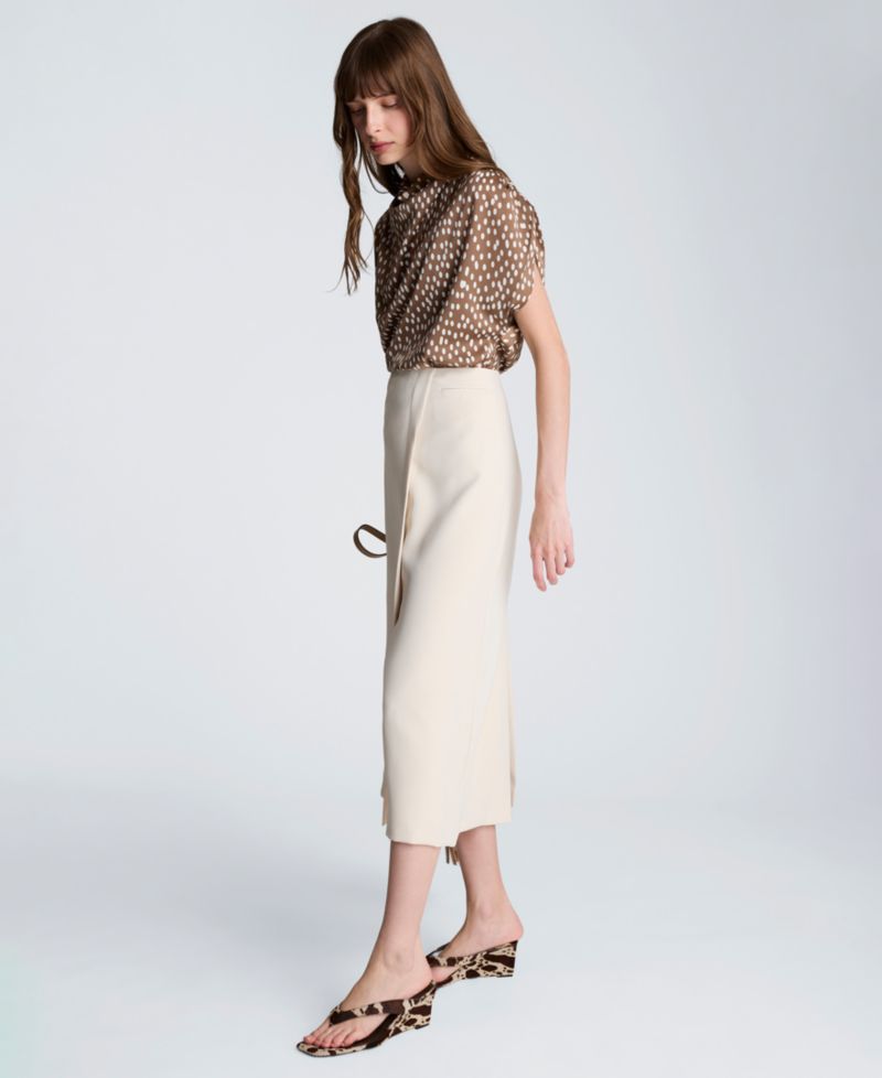 Women's Faux Wrap Midi Skirt