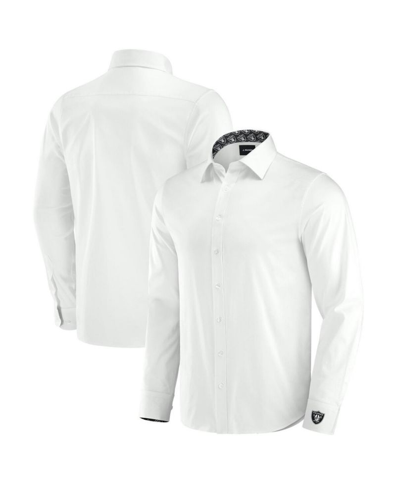 Men's White Las Vegas Raiders Man-In-Motion Long Sleeve Button-Up Dress Shirt