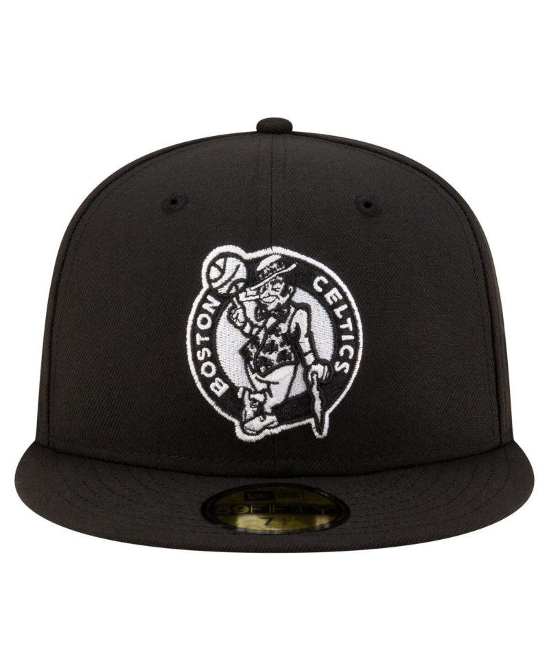 Men's Black Boston Celtics Black White Logo 59FIFTY Fitted Hat