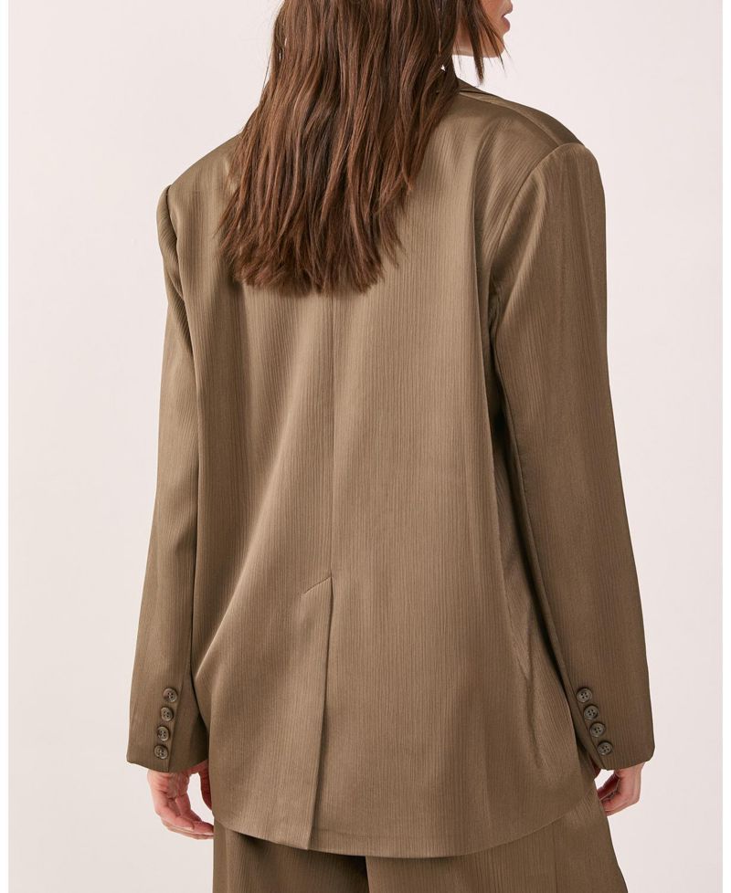 Women's Satin Pleated Oversized Blazer
