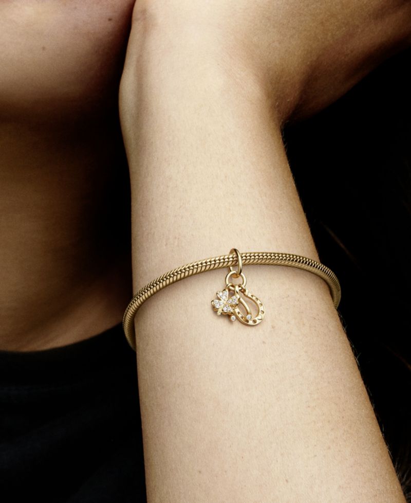 KATSEYE X Pandora® 14k Gold Clover, Wishbone and Horseshoe Cubic Zirconia Dangle Charm