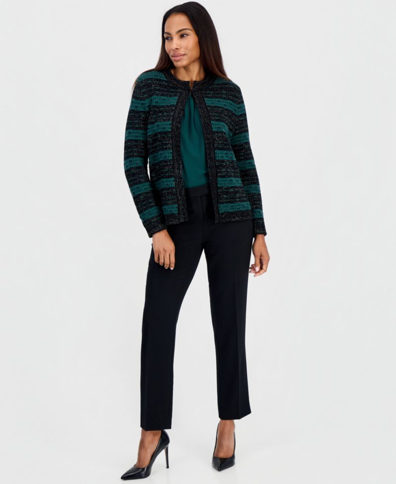 Petite Colorblock Stripe Cardigan Sweater