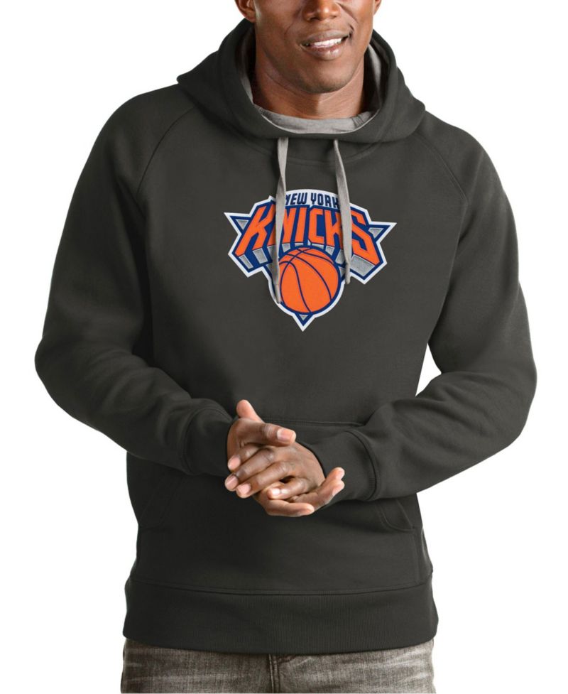 Men's Charcoal New York Knicks Team Logo Victory Pullover Hoodie