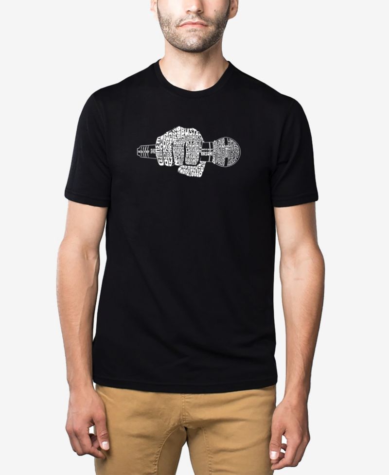 Men's Cotton/Poly Blend Word Art T-shirt - 90s Rappers Microphone