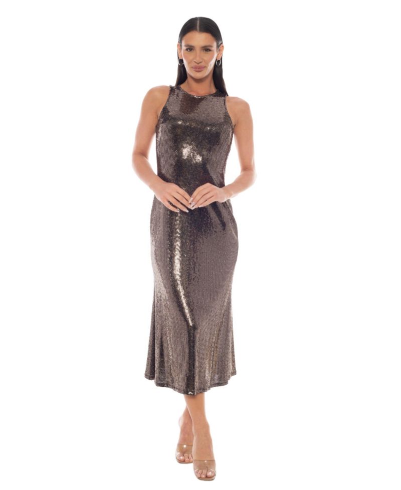 Women's Split Disco Dot A-Line Maxi Dress