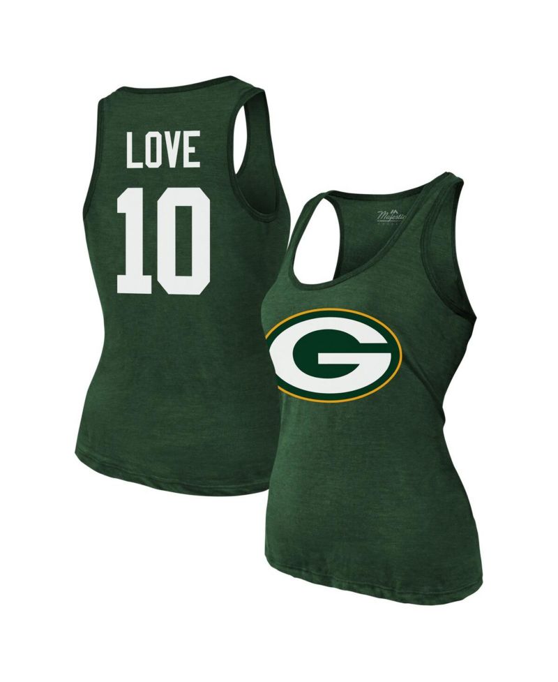 Women's Jordan Love Green Green Bay Packers Name & Number Tri-Blend Tank Top