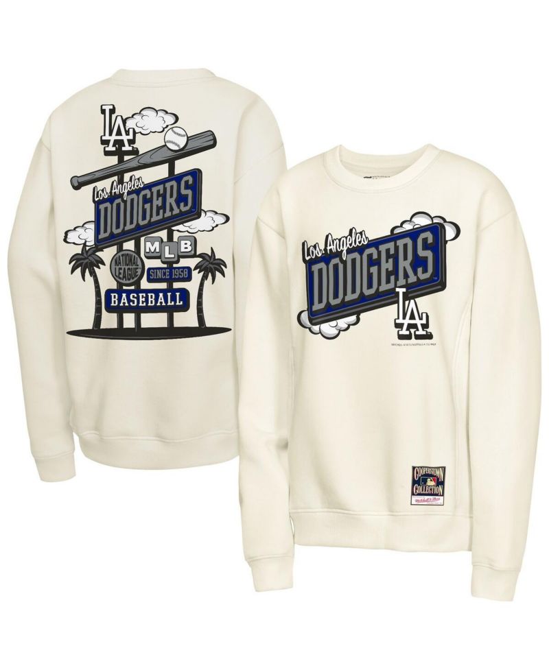 Big Boys and Girls Natural Los Angeles Dodgers Retro Billboard Sweatshirt