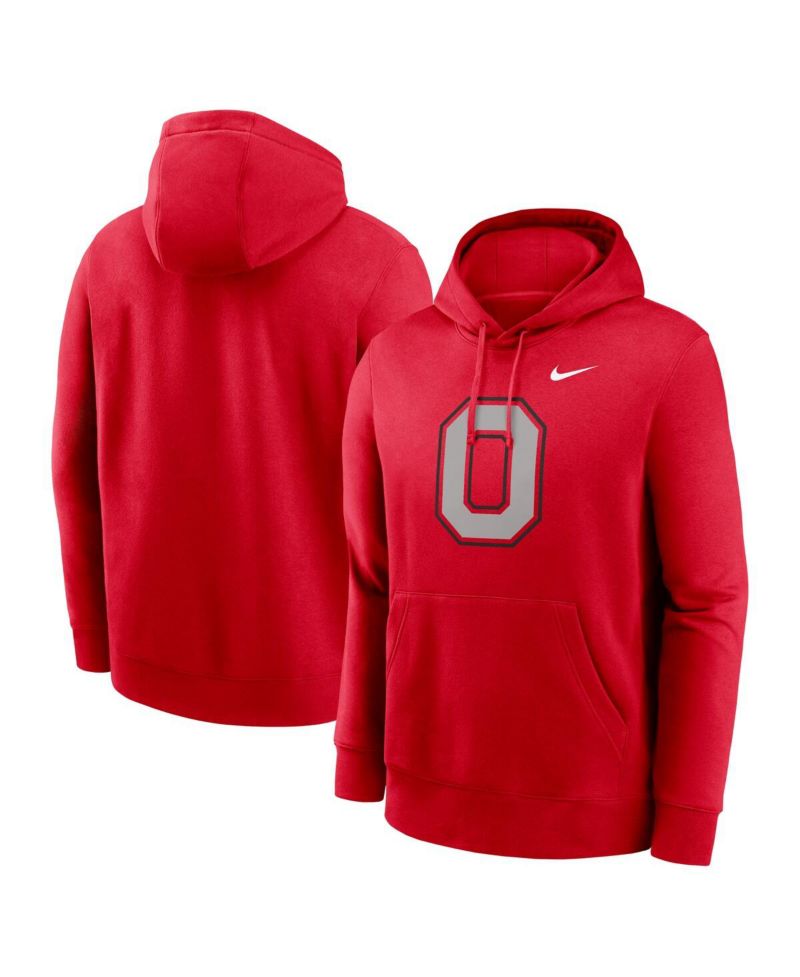 Men's Scarlet Ohio State Buckeyes Primetime Alternate Logo Club Fleece Pullover Hoodie