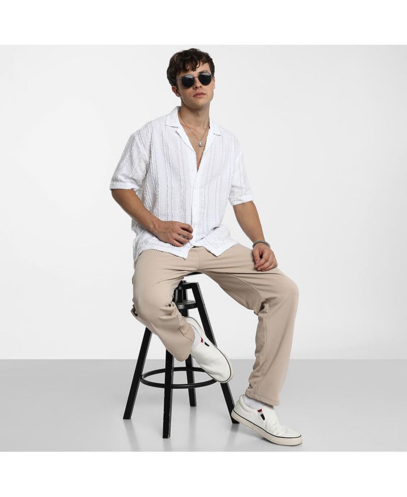 Men's Unhemmed Striped Oversized Shirt