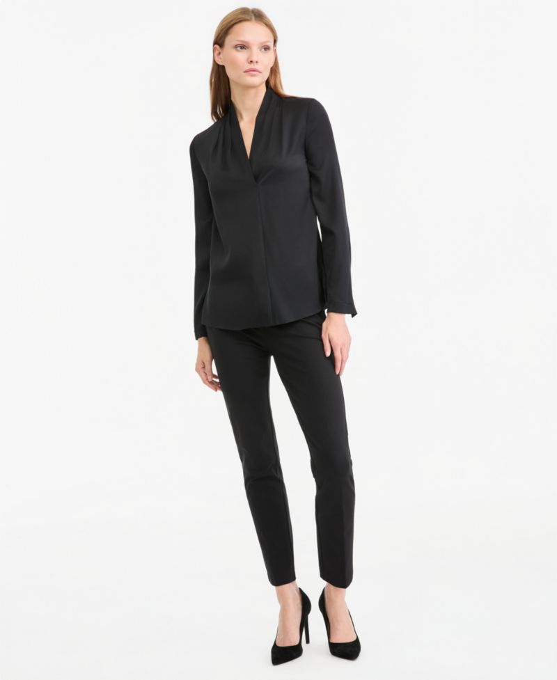 Women's Nellie Long-Sleeve V-Neck Silk-Blend Blouse