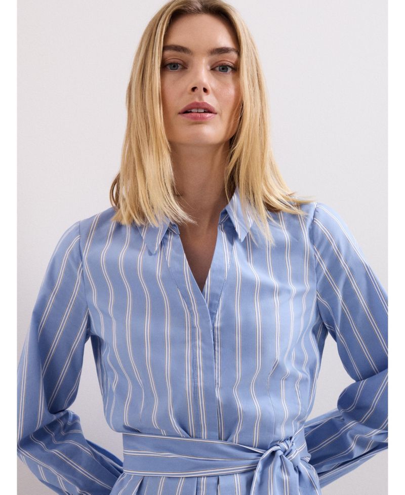 Women's Collared Statement-Belt Shirt